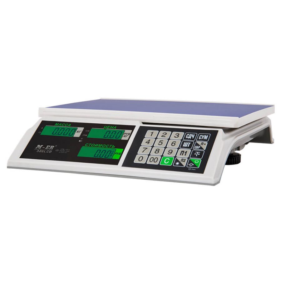 Торговые настольные весы M-ER 326 AC-32.5 "Slim" LCD Белые - Гарантия производителя!
